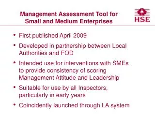 Management Assessment Tool for Small and Medium Enterprises