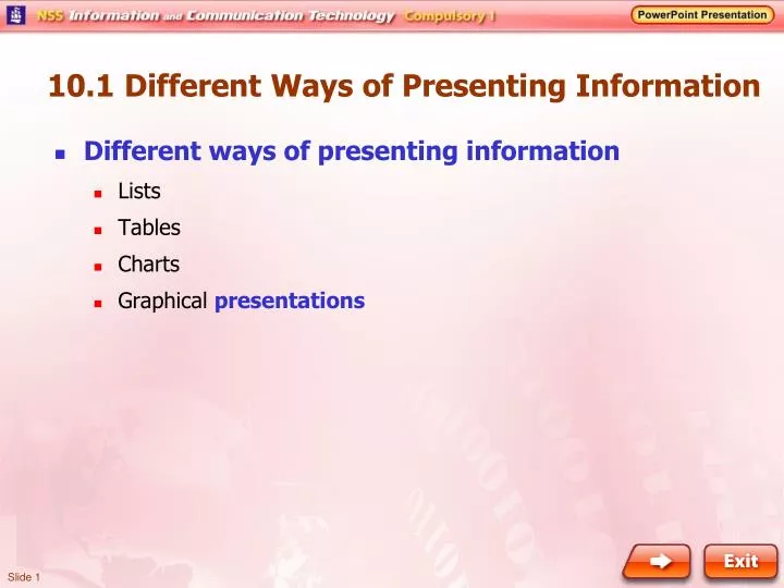 10 1 different ways of presenting information