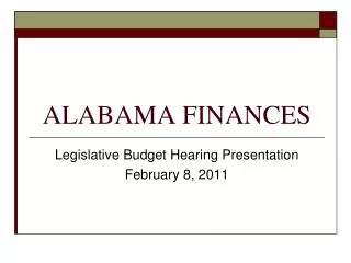 ALABAMA FINANCES