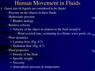 Human Movement in Fluids