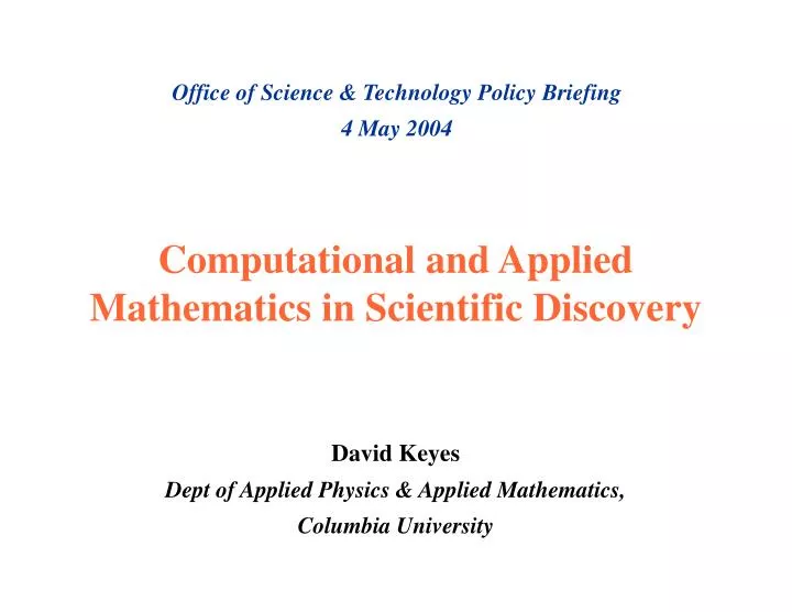 computational and applied mathematics in scientific discovery