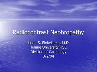 Radiocontrast Nephropathy