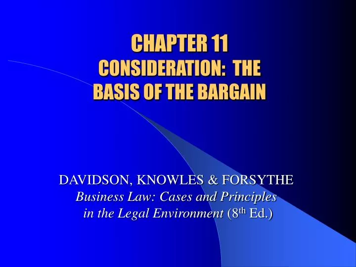 chapter 11 consideration the basis of the bargain