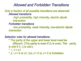 Allowed and Forbidden Transitions