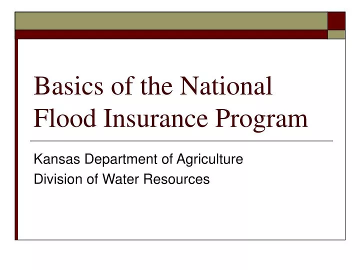 basics of the national flood insurance program
