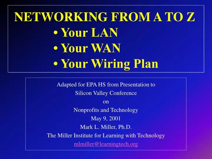 networking from a to z your lan your wan your wiring plan