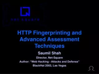 HTTP Fingerprinting and Advanced Assessment Techniques