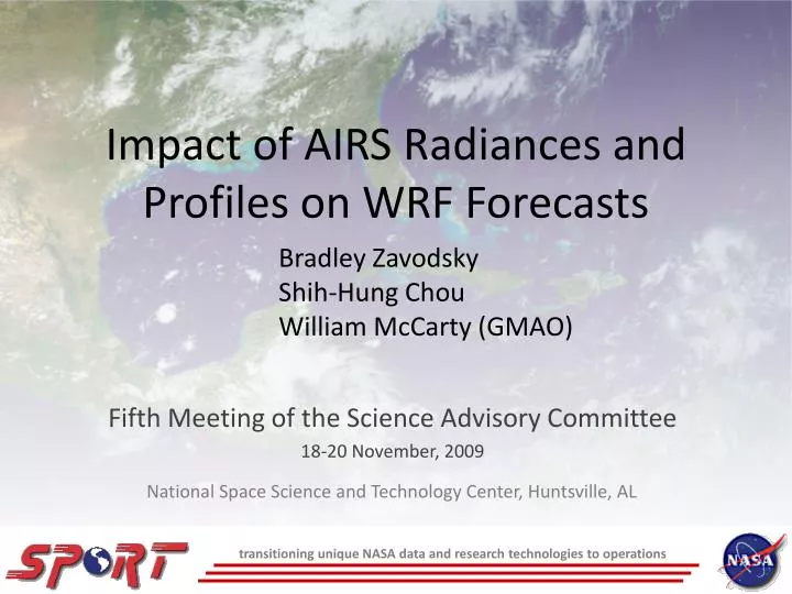 impact of airs radiances and profiles on wrf forecasts