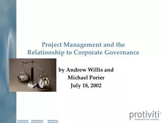 Project Management and the Relationship to Corporate Governance