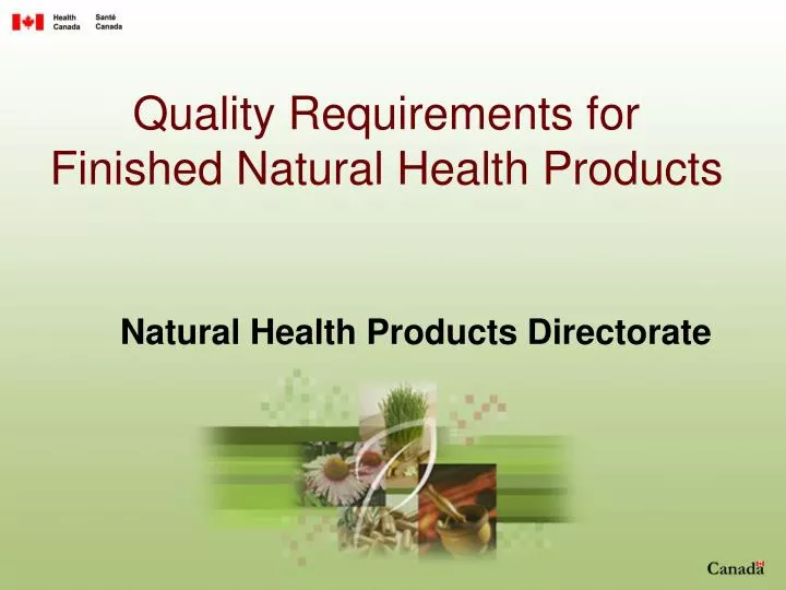 quality requirements for finished natural health products