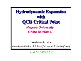 Hydrodynamic Expansion with QCD Critical Point