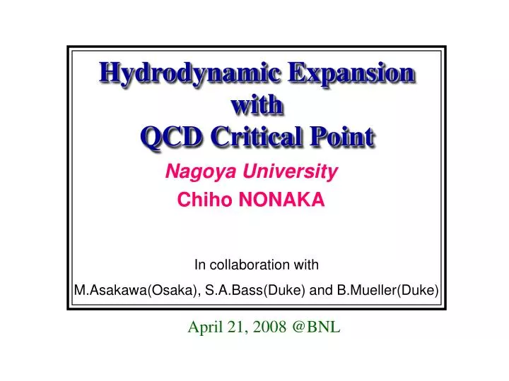 hydrodynamic expansion with qcd critical point