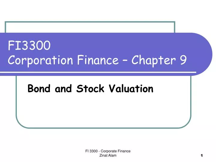 fi3300 corporation finance chapter 9