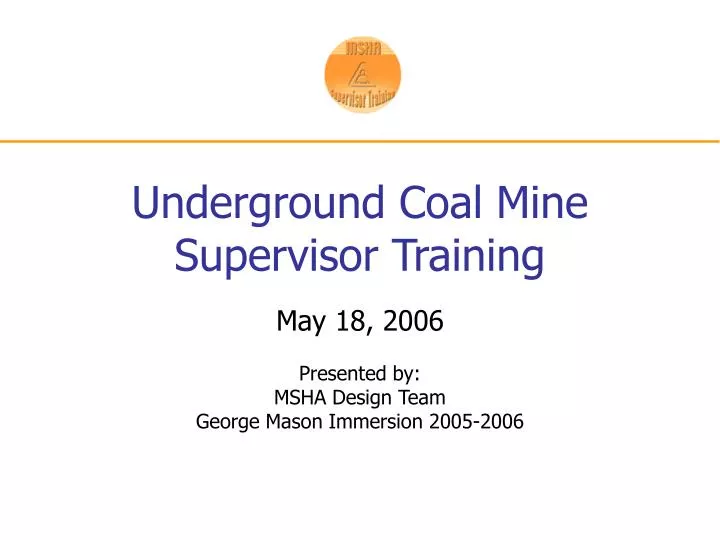 underground coal mine supervisor training