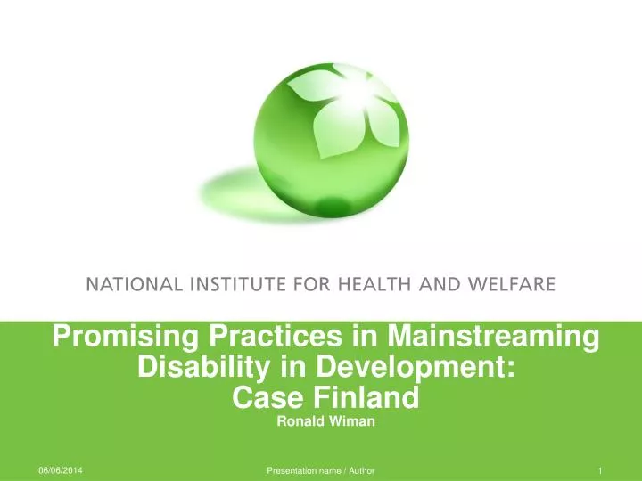 promising practices in mainstreaming disability in development case finland ronald wiman