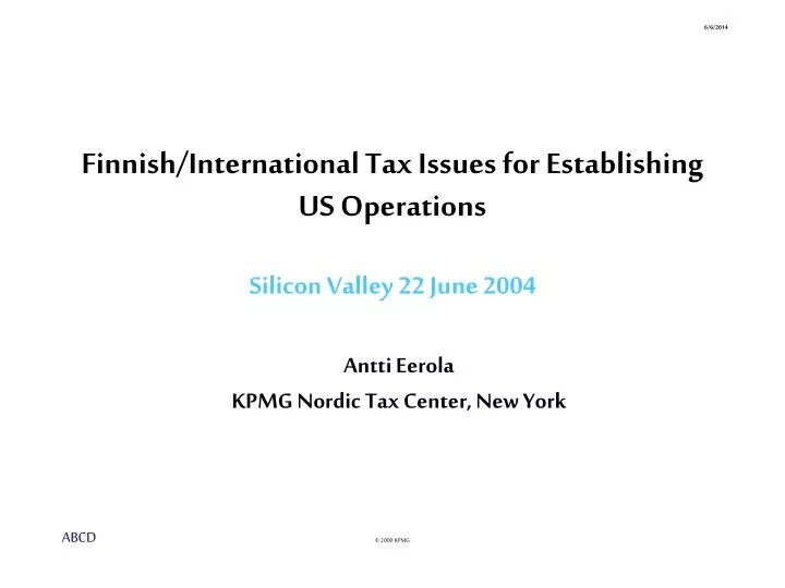 finnish international tax issues for establishing us operations