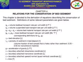 CHAPTER 4: RELATIONS FOR THE CONSERVATION OF BED SEDIMENT