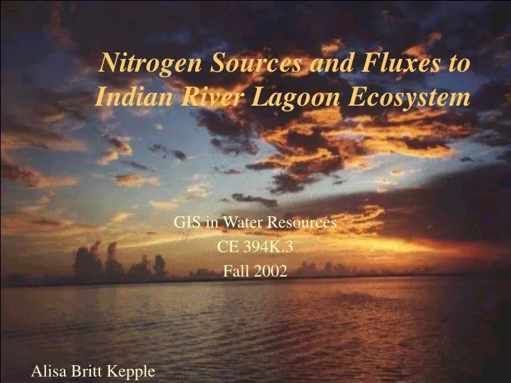 nitrogen sources and fluxes to indian river lagoon ecosystem