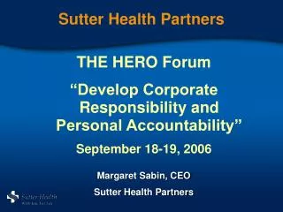 Sutter Health Partners