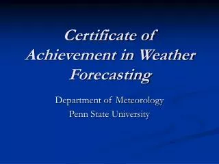 Certificate of Achievement in Weather Forecasting