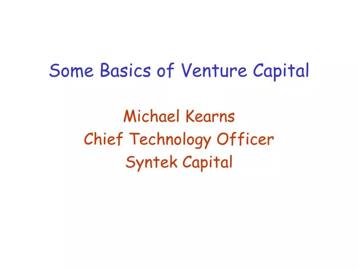 some basics of venture capital