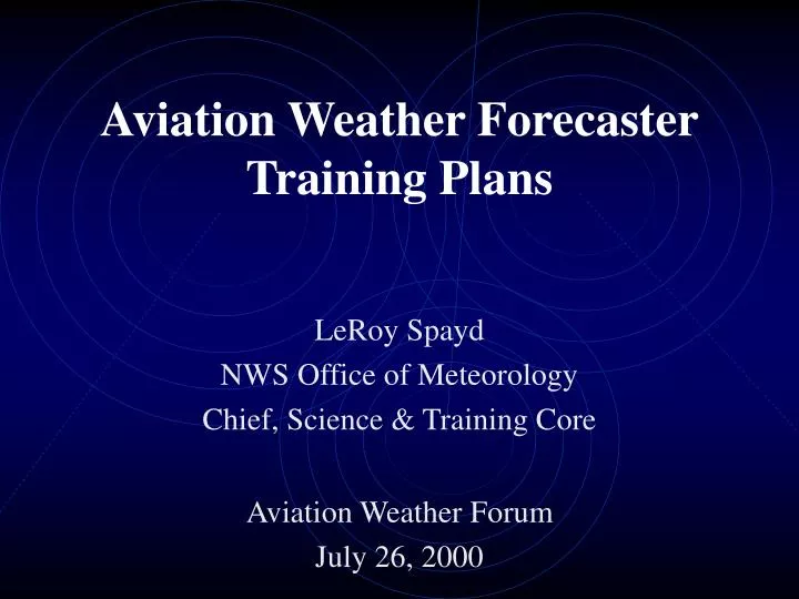 aviation weather forecaster training plans