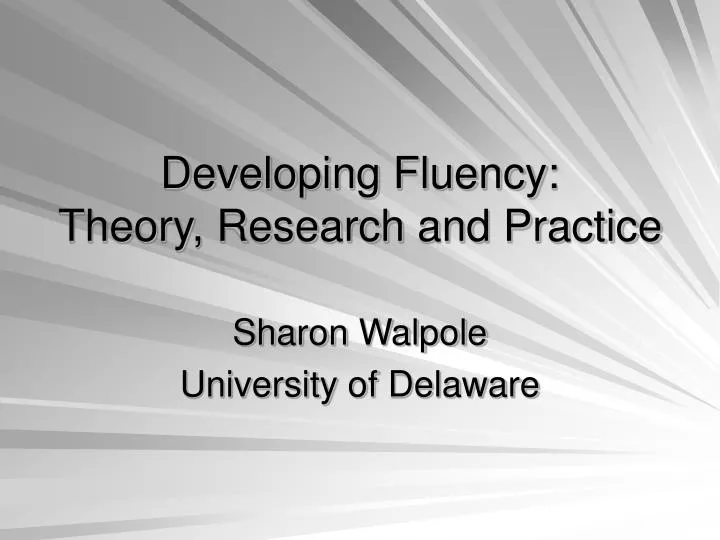 developing fluency theory research and practice