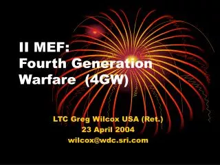 II MEF: Fourth Generation Warfare	(4GW)