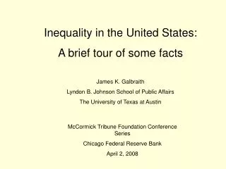 Inequality in the United States: A brief tour of some facts