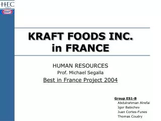 KRAFT FOODS INC. in FRANCE