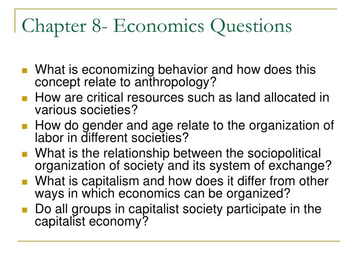 chapter 8 economics questions