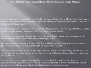 Eric Madura Helps Support Orange County Homeless Rescue Miss
