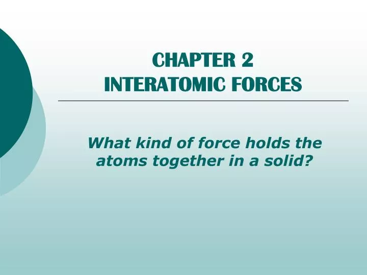 chapter 2 interatomic forces