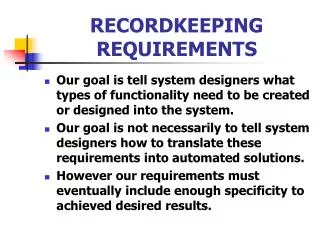 RECORDKEEPING REQUIREMENTS