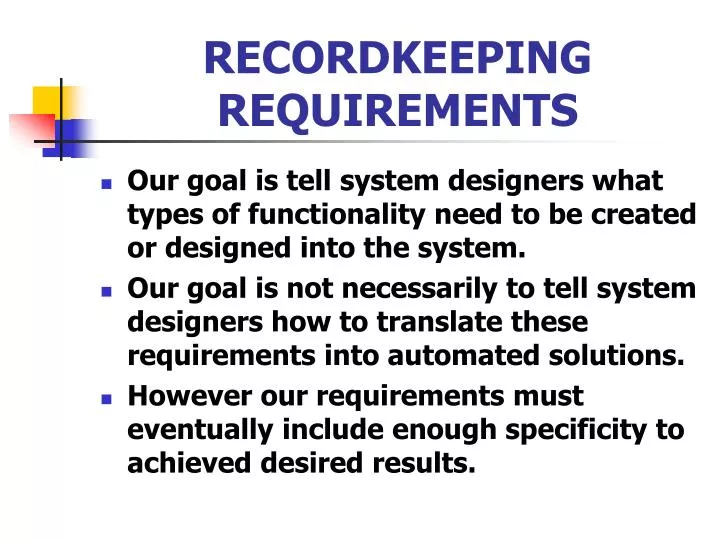 recordkeeping requirements