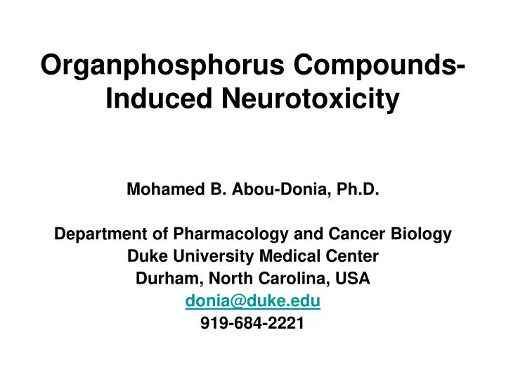 organphosphorus compounds induced neurotoxicity