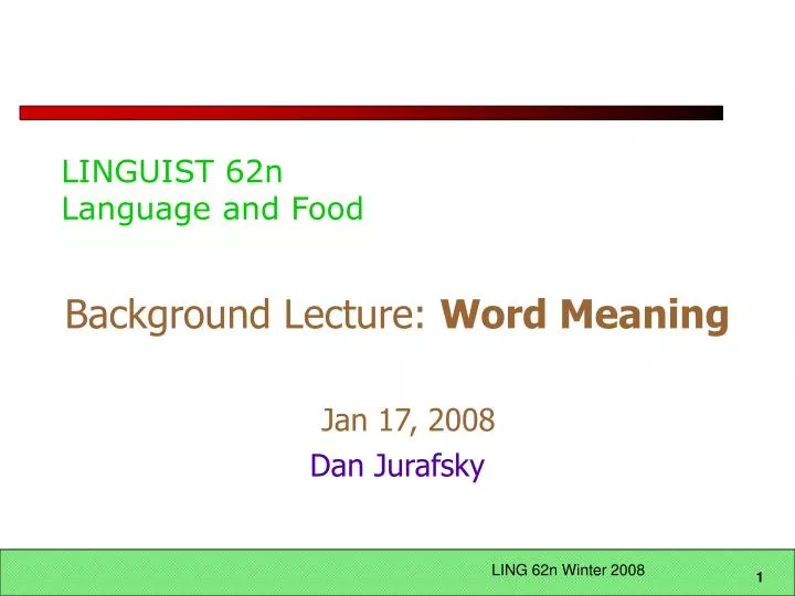 linguist 62n language and food