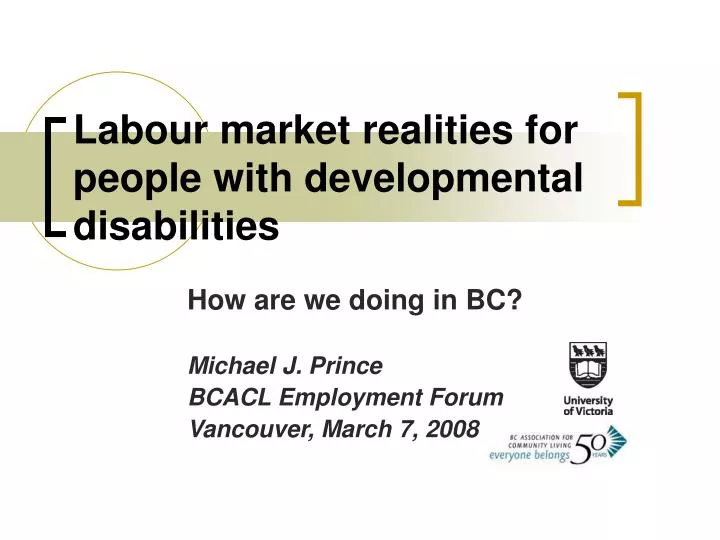 labour market realities for people with developmental disabilities