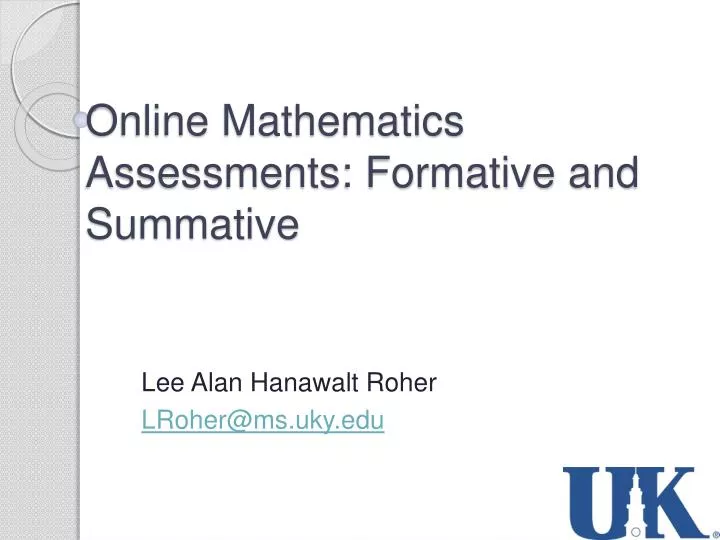 online mathematics assessments formative and summative