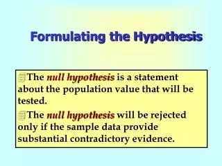 Formulating the Hypothesis