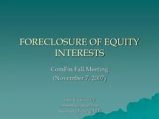 FORECLOSURE OF EQUITY INTERESTS