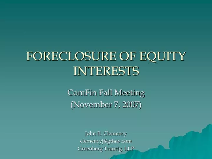 foreclosure of equity interests