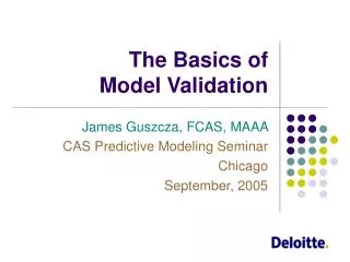 The Basics of Model Validation