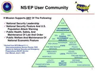 NS/EP User Community