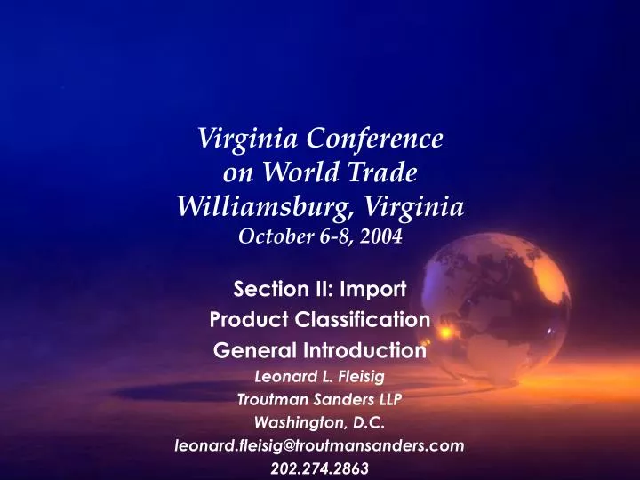 virginia conference on world trade williamsburg virginia october 6 8 2004