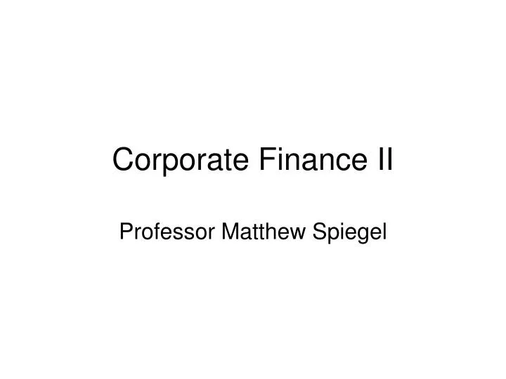 corporate finance ii