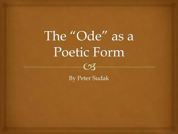 the ode as a poetic f orm