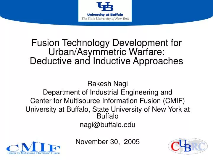 fusion technology development for urban asymmetric warfare deductive and inductive approaches