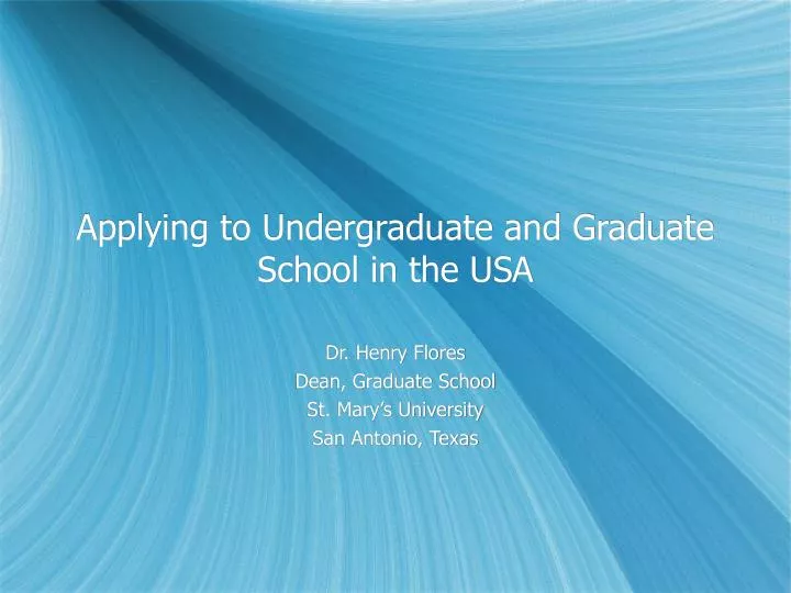 applying to undergraduate and graduate school in the usa