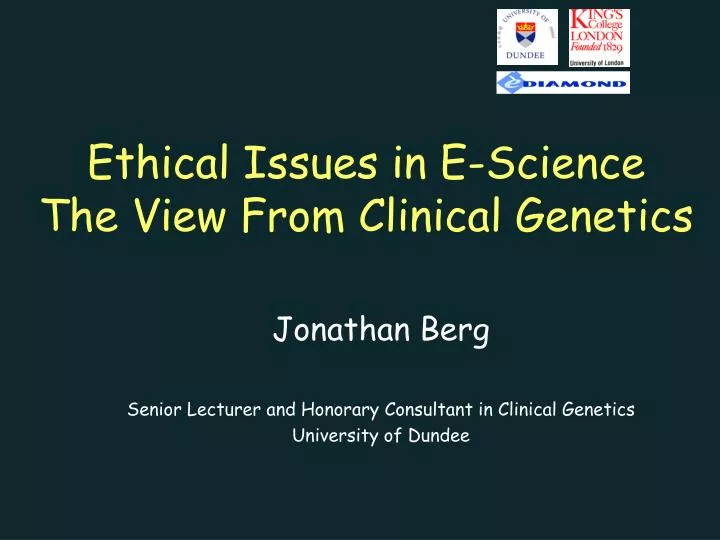ethical issues in e science the view from clinical genetics
